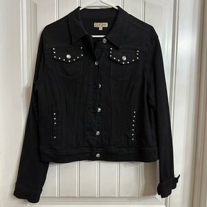 Earl Jean  Black Jean Jacket with Studded Details